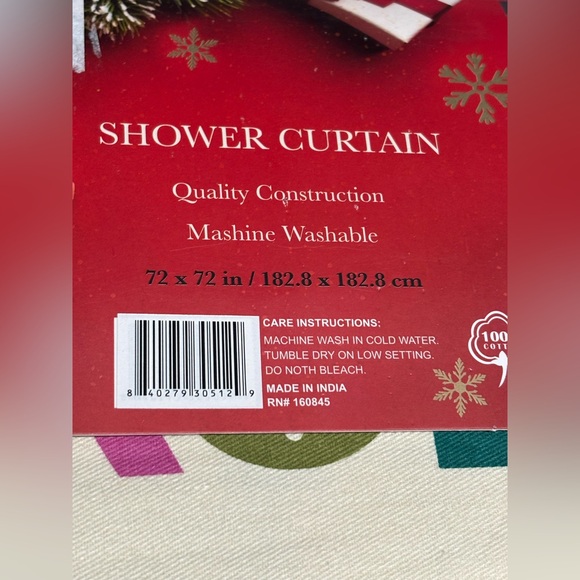 Shower Curtain 72” by 72” Peace Love Joy - Picture 3 of 4